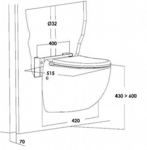 One piece macerating toilet WC-WALL